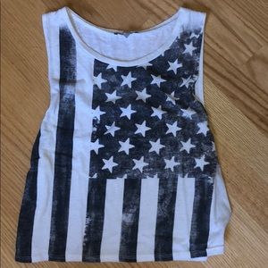 Charlotte Russe Size S Black & White American Tank